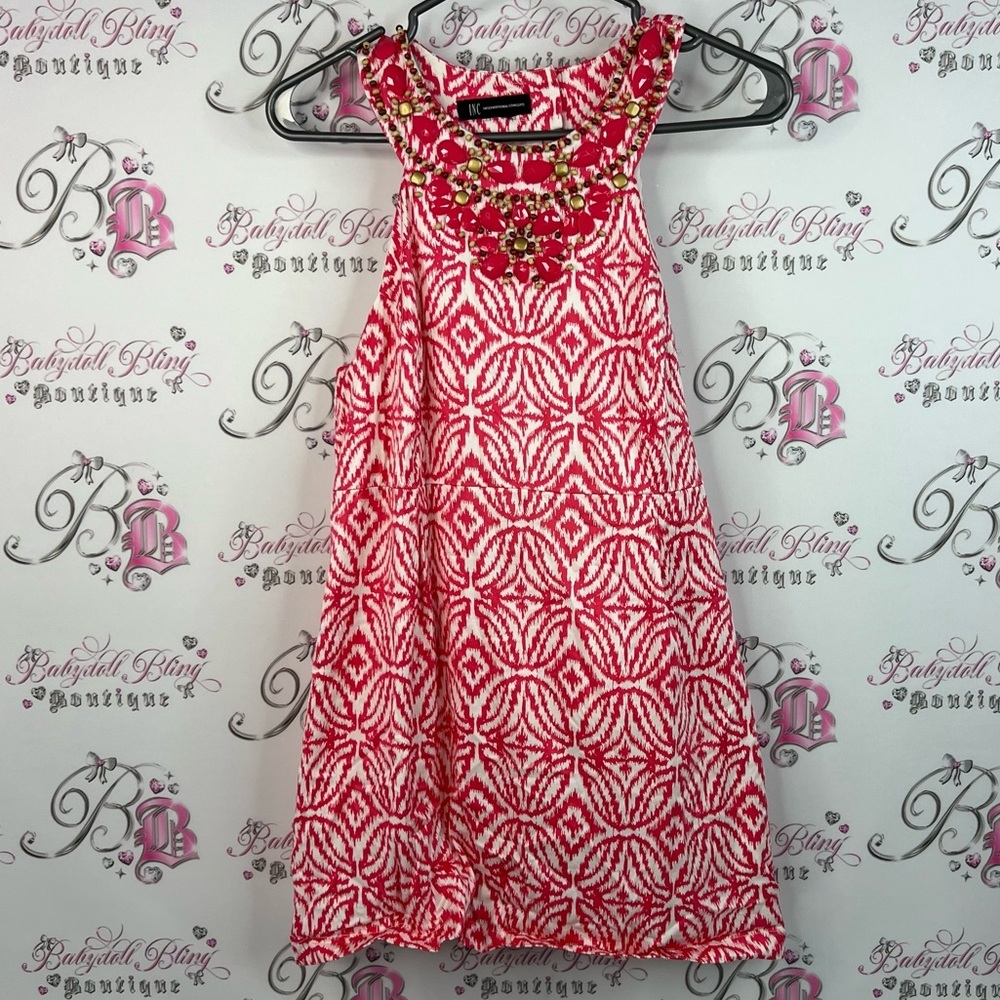 INC International Concepts shirt embroidery Red and White Patterned Tank Top